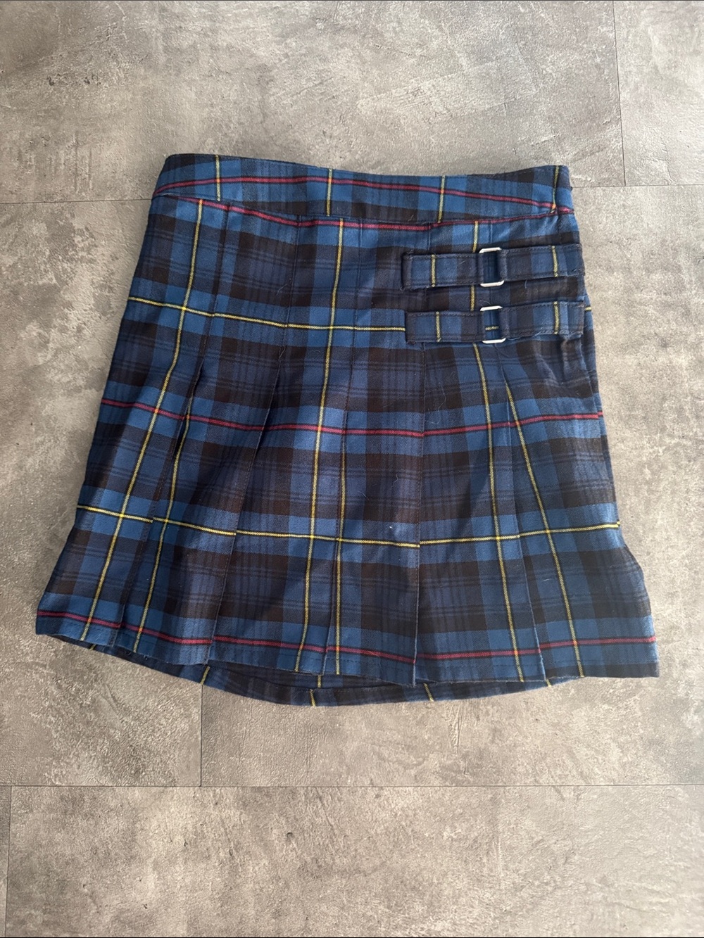 French Toast Navy Plaid Skort with Yellow and Red Trim